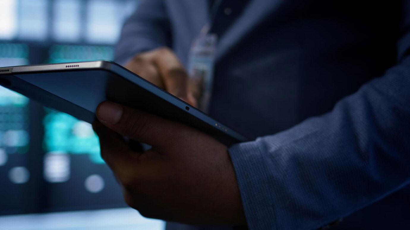 A person using a tablet.