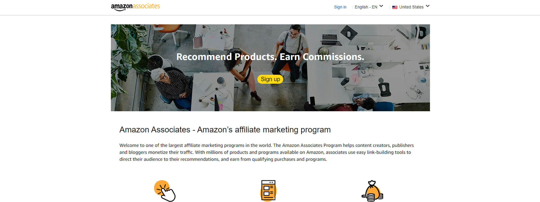 Amazon Associates Website Home Page