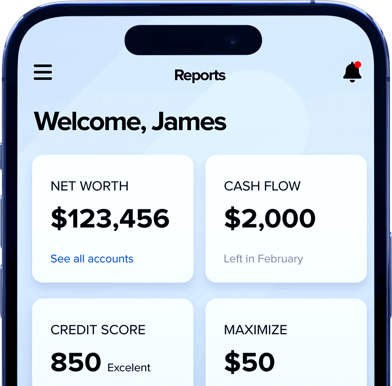 Smartphone showing financial analytics charts.