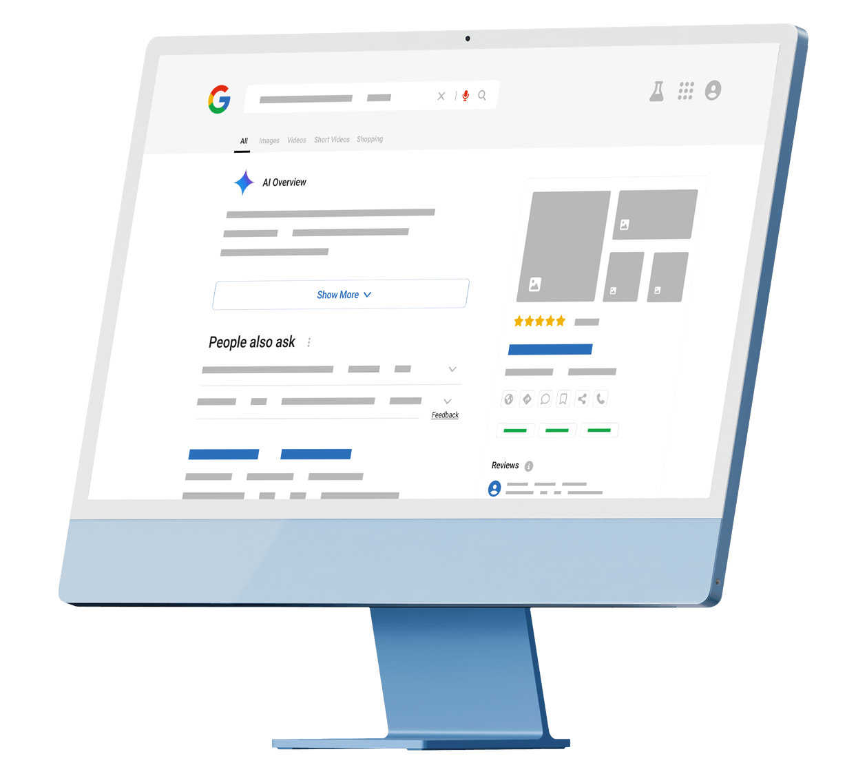 Desktop monitor showing a Google search results page.